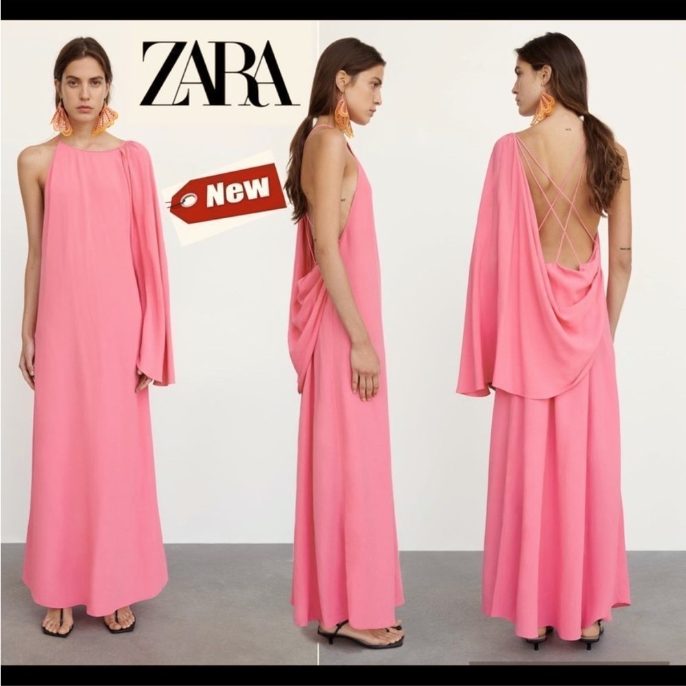 Zara pink cape maxi dress limited edition Sz XS NWT
New with tag